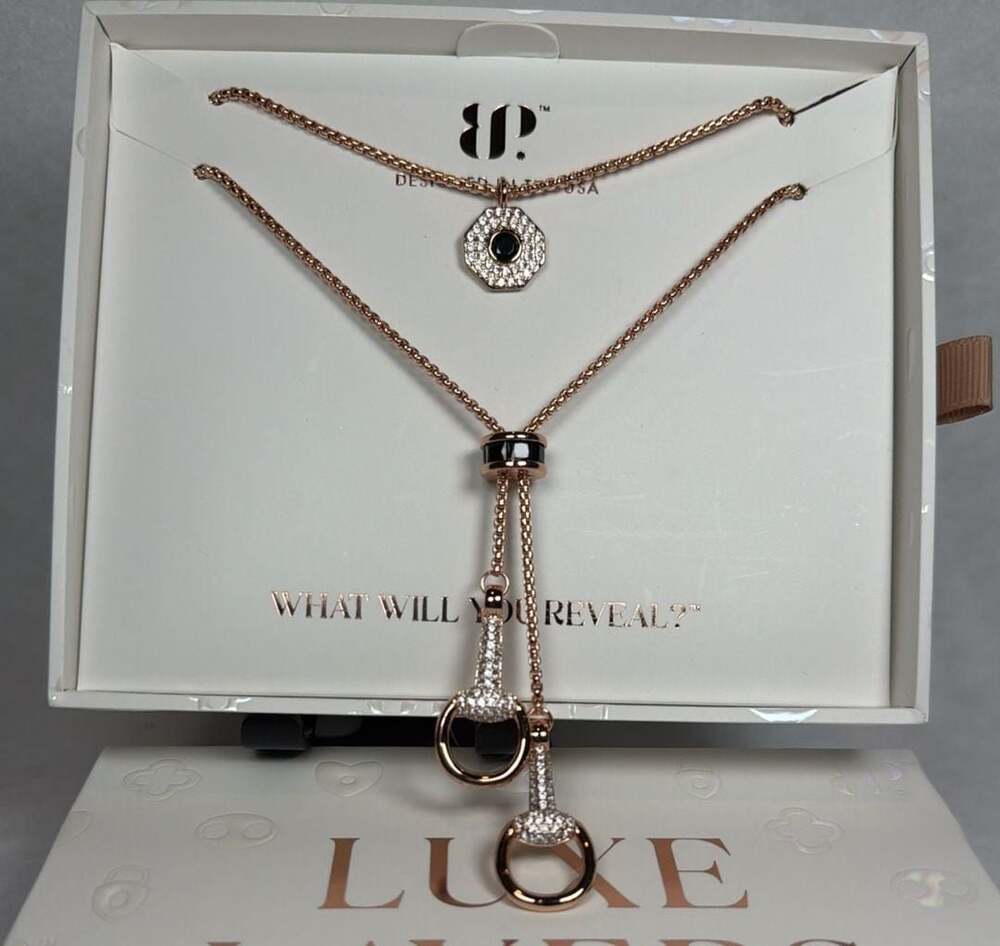 BP Luxe Layers Love Unwritten Bolo Black Onyx CZ on Rose Gold